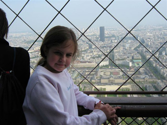 Justine on the top of the Eiffel Tower